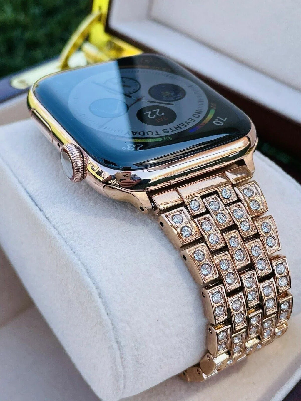 Custom 24K Rose Gold 45MM iWatch  7 Stainless Steel Rose Gold Band