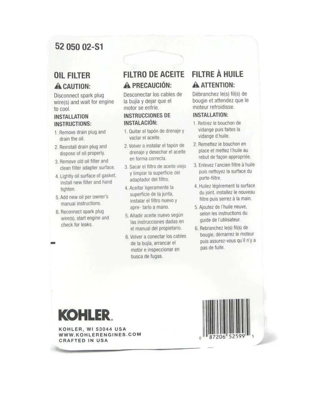 | (2 Pack) Pro Performance Anti-drain Oil Filter for Kohler 52 050 02-, 5205002S