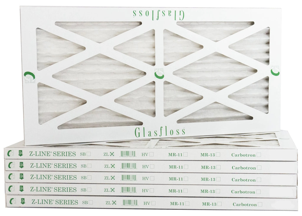 Glasfloss 10x16x1 -  10 -Qty:6 - Furnace Air Filter - Made in  (Actual Size: 9.5 x 15.5x7/8 inch)