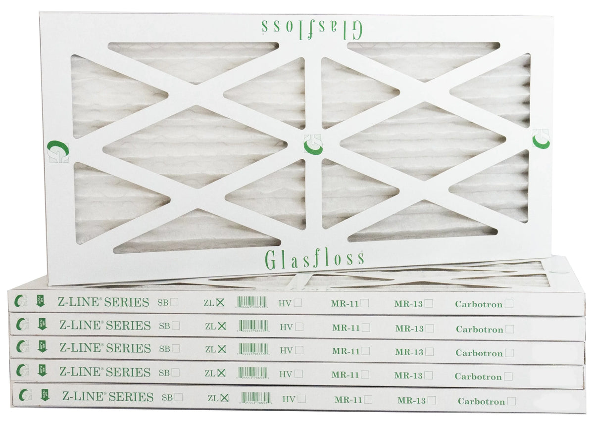 Glasfloss 10x16x1 -  10 -Qty:6 - Furnace Air Filter - Made in  (Actual Size: 9.5 x 15.5x7/8 inch)