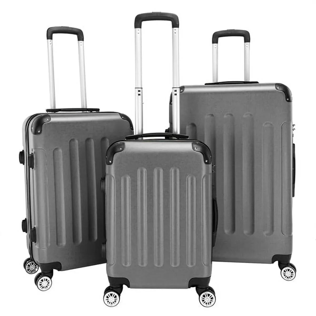 3-in-1 Portable  Trolley Case 20" / 24" / 28" Dark Gray - Lightweight Travel Suitcase Set