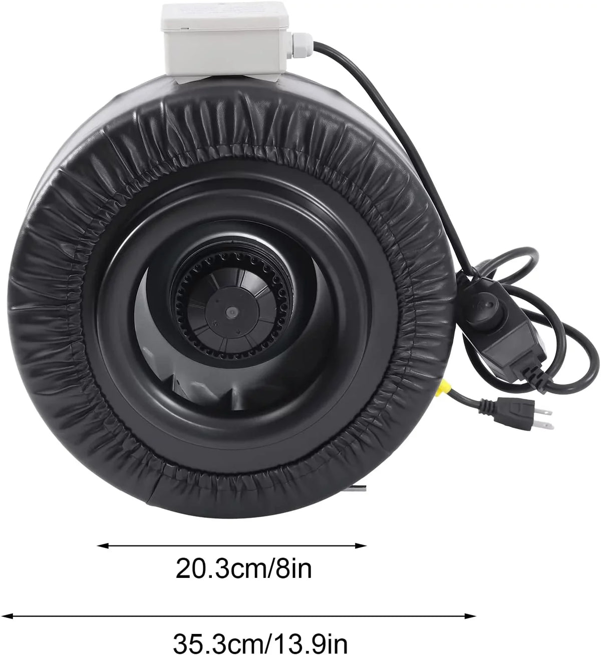 Grow Tent Fan 8 Inch Inline Fan Industrial Grade Duct Exhaust Fan Combinable with  Filter & Carbon Filter Powerful Booster Fanwith Speed Controller