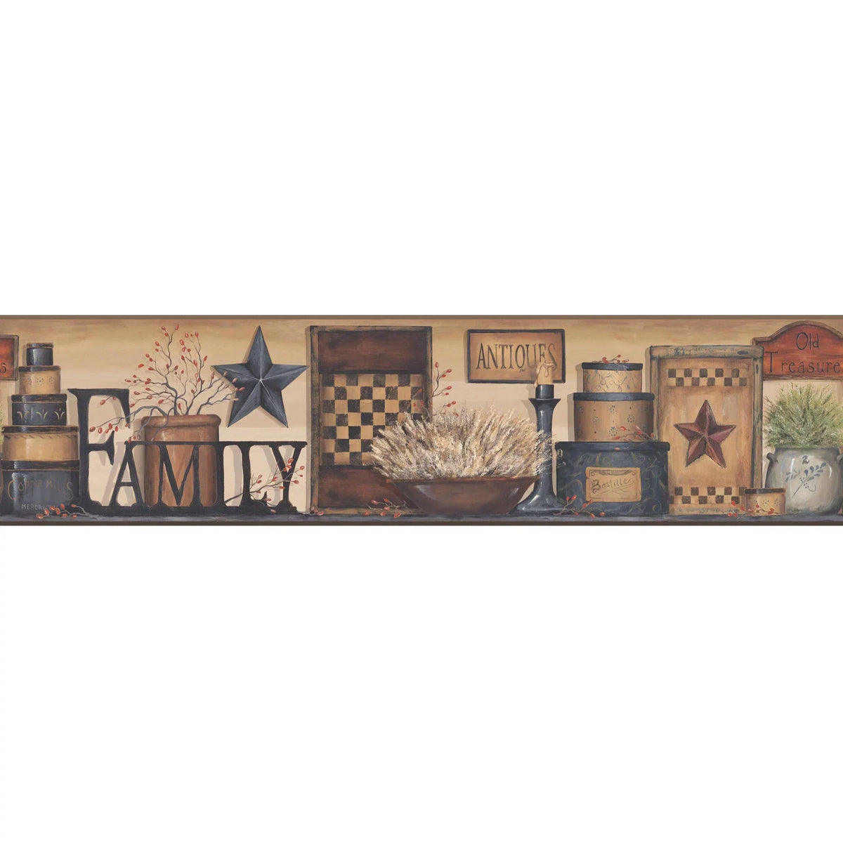 York Wallenclosureings Country Keepsakes Family Shelf Border Wallpaper