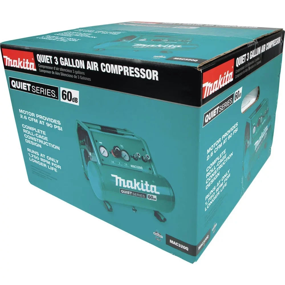 Makita  Quiet Series 1-1/2  3 Gallon Oil-Free Hand Carry Air Compressor