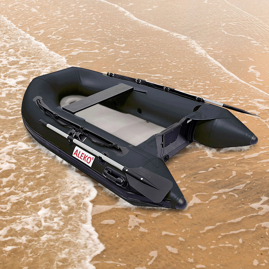 Inflatable Air Floor Fishing Boat - 8.4 Foot - Black