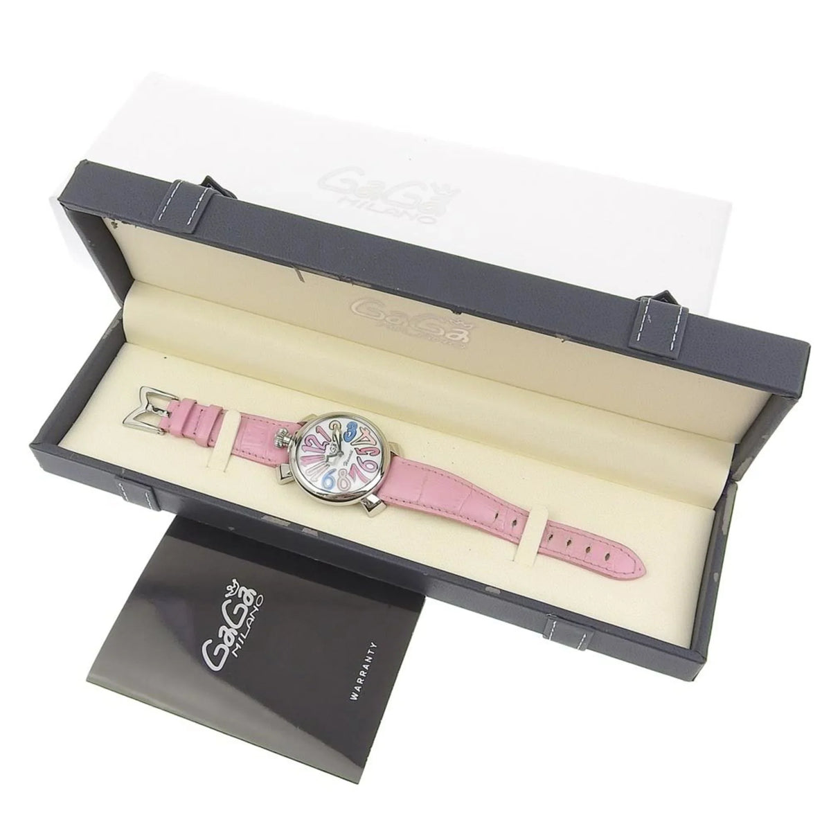Pre-Owned Gaga Milano Manuale Watch 5020 Stainless Steel Quartz Analog Display White Dial Men's  (Good)