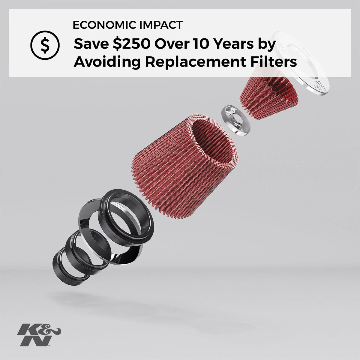& Universal Clamp-On Air Filter: High Performance, Premium, Washable, Replacement Filter: Flange Diameter: 4 In, Filter Height: 6 In, Flange Length: 1.75 In, Shape: Round Tapered, -0850