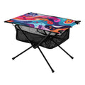 Abstract Art Paint Camping Folding Table Portable Beach Table with Storage Bag Compact Picnic Table for Outdoor Travel Fishing