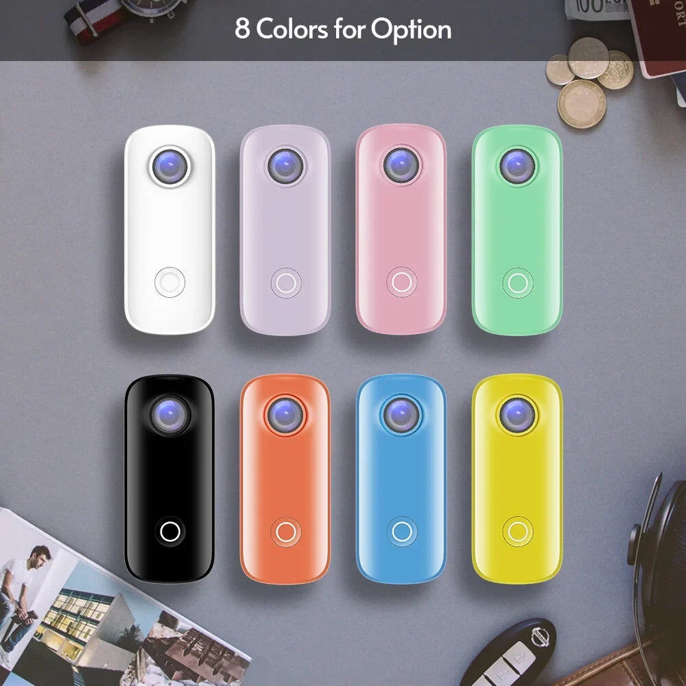 Mini Action Camera 1080P/30fps Digital Video Camera 30M Waterproof Magnetic Body Built-in Battery WiFi Connection  Sharing with Waterproof Case Back Clip Lanyard