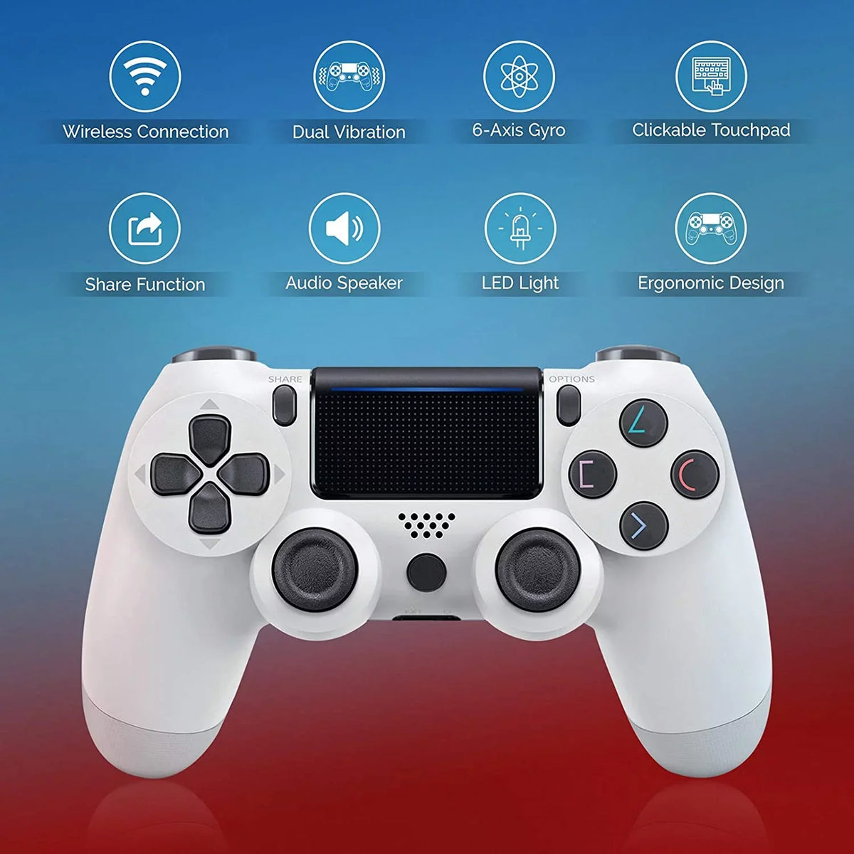Wireless GamePad Compatible with Samsung Galaxy  Ultra Controller Plus 1,000 Battery/Built-In Speaker/Gyro/Remote BlueTooth Slim (White)