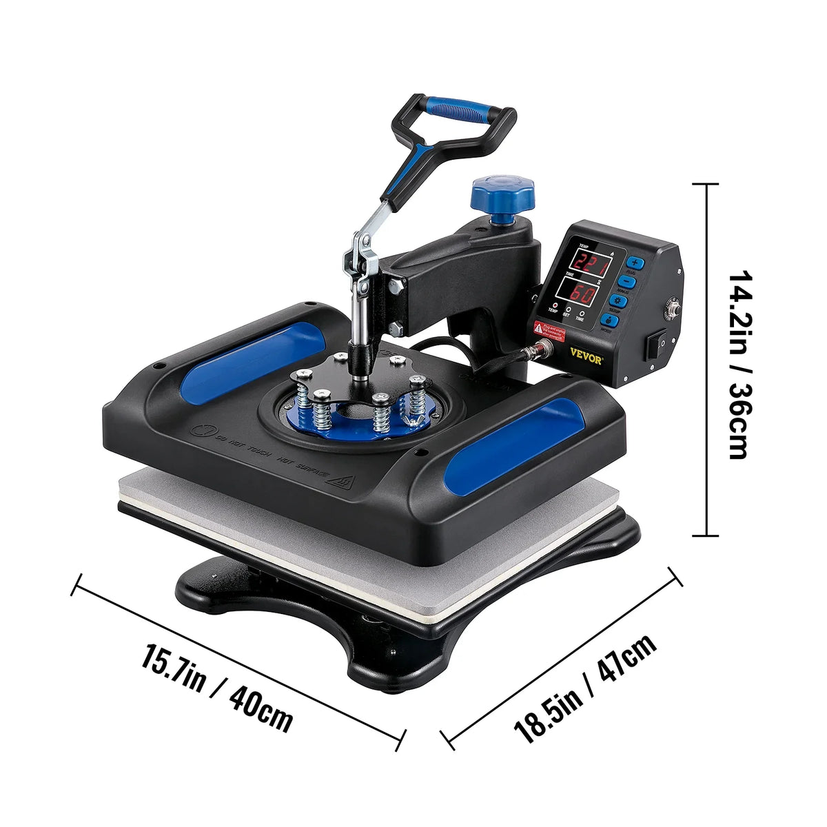Heat Press Machine, 12" x 15" Fast Heating Pressing Machine, 360 Swing Away Digital Sublimation -Shirt Vinyl Transfer Printer with Anti-Scald Surface, Canvas Bag, Pillow, Blue