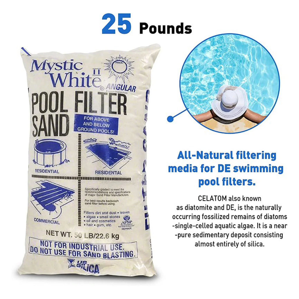 .. Silica 50lbs Mystic White  Swimming Pool Filter Sand, White (3 Pack)