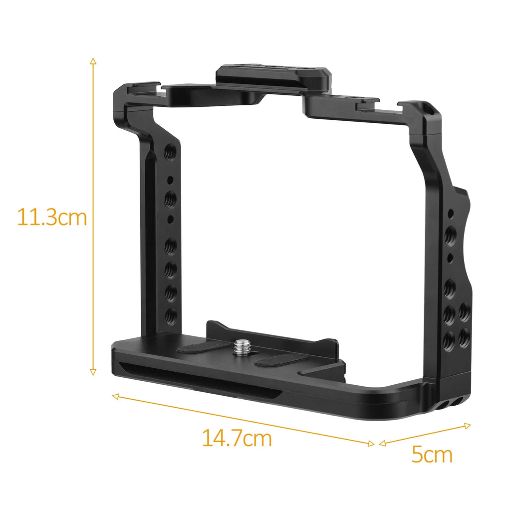 Andoer Camera Cage Aluminum Alloy Video Cage with Dual Cold Shoe Mounts Numerous 1/4 Inch Threads Replacement for Sony / / /  /  /