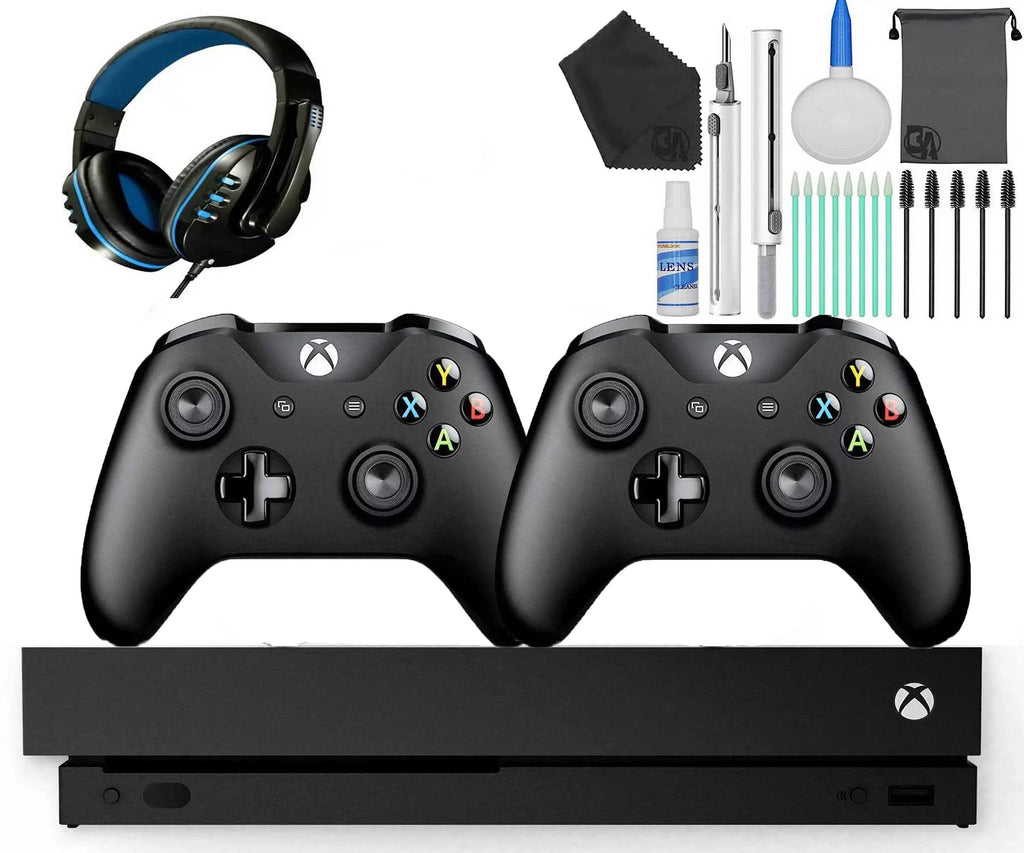 Microsoft Xbox One  1TB Gaming Console Black with 2 Controller Headset Cleaning Kit
