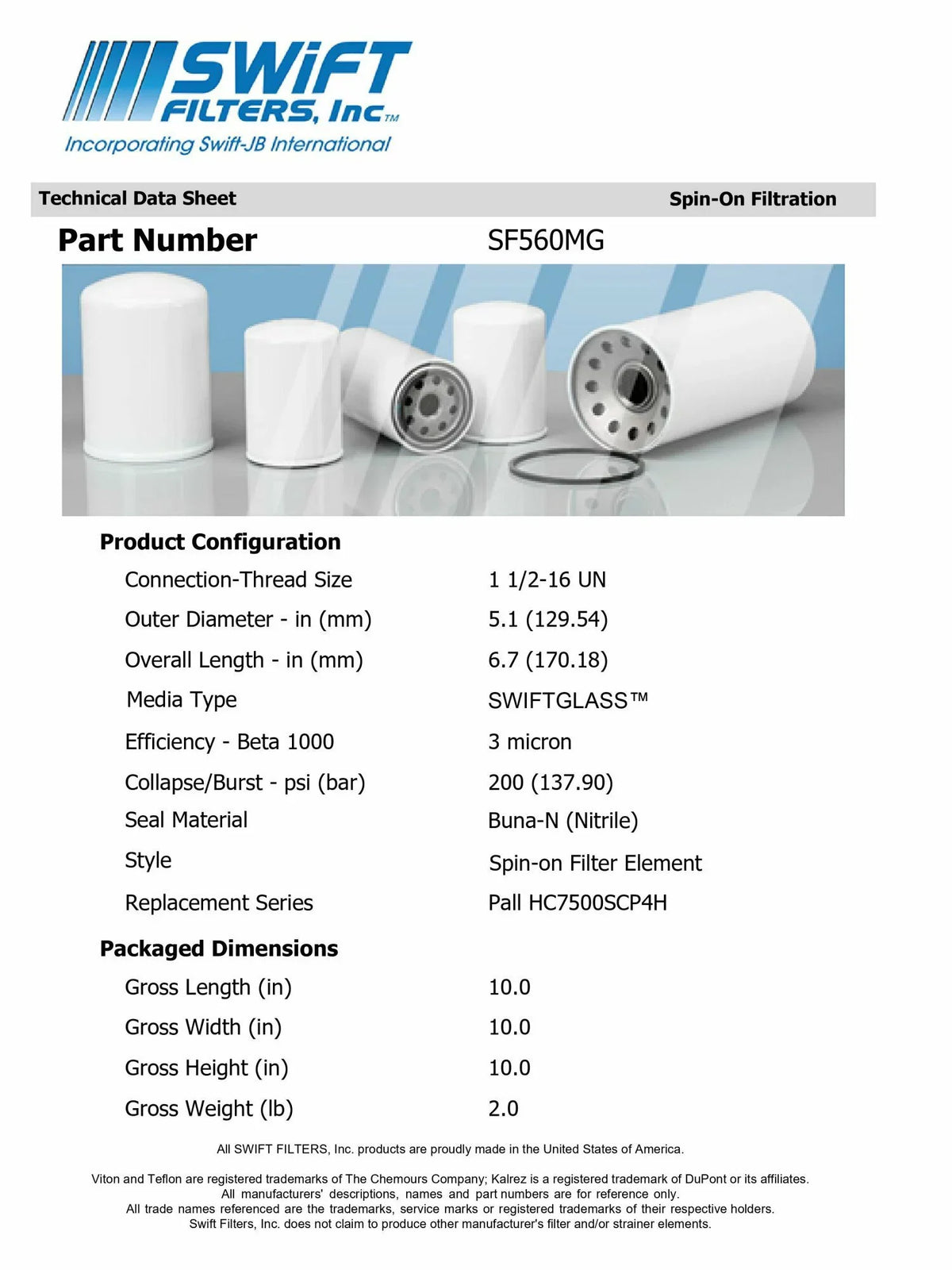 Direct Interchange for  HF6703in-On Filter Element Microglass Construction 3 Micron