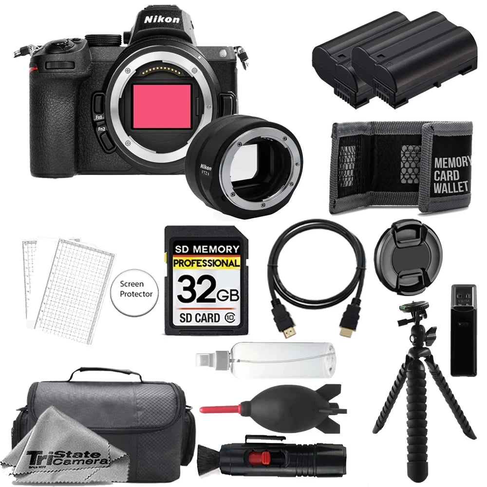 Nikon  Mirrorless Digital Camera (Body) w/    Mount Adapter+ 32GB + Extra Battery+ Tripod- Accessory Kit