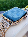 Custom 24K Rose Gold 45MM iWatch  7 Stainless Steel Rose Gold Band