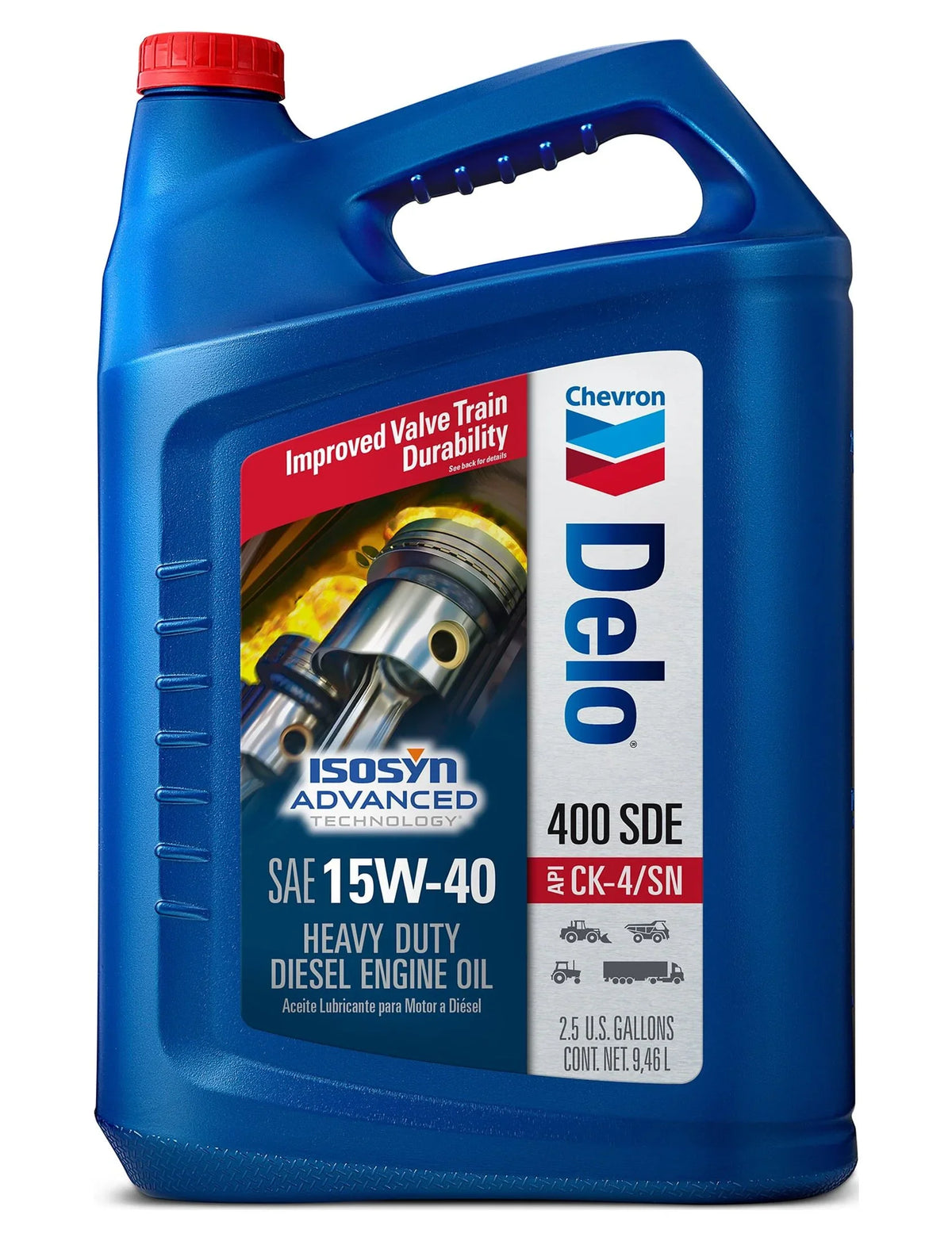 Chevron Delo 400  -4 15W-40 Heavy Duty Diesel Motor Oil, 2.5 Gallons