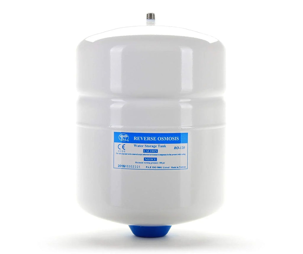 Reverse Osmosis Water Storage Pressure Tank 3.2 Gallon, 2.2 Gallon Capacity + Tank Valve | -122- Metal