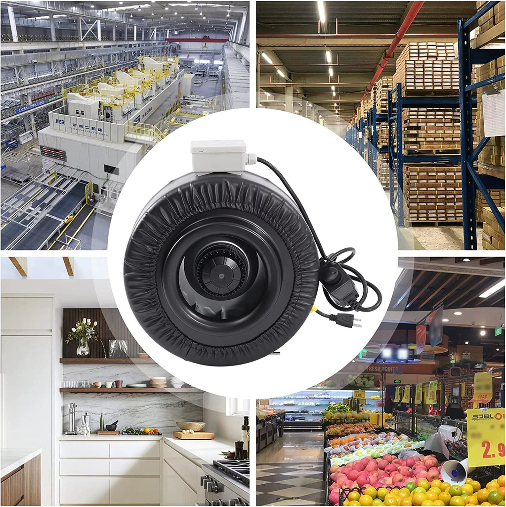 Grow Tent Fan 8 Inch Inline Fan Industrial Grade Duct Exhaust Fan Combinable with  Filter & Carbon Filter Powerful Booster Fanwith Speed Controller