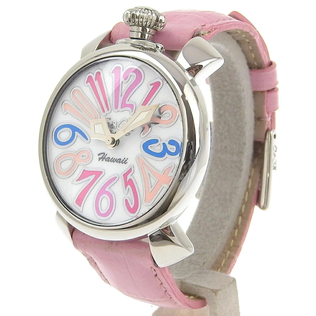 Pre-Owned Gaga Milano Manuale Watch 5020 Stainless Steel Quartz Analog Display White Dial Men's  (Good)