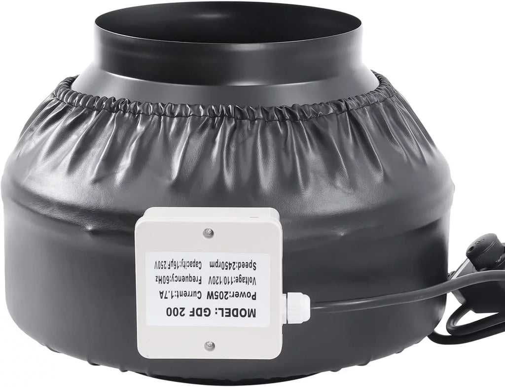 Grow Tent Fan 8 Inch Inline Fan Industrial Grade Duct Exhaust Fan Combinable with  Filter & Carbon Filter Powerful Booster Fanwith Speed Controller