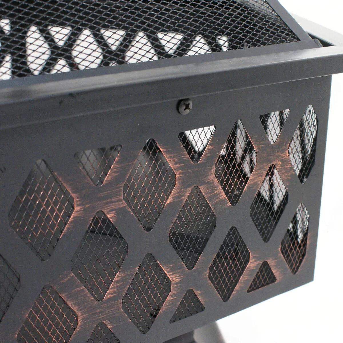 ZenSports 24’’ Outdoor Hex-Shaped Pire Pit - Portable Wood Burning Bonfire /Mesh Lid, Backyard, Black
