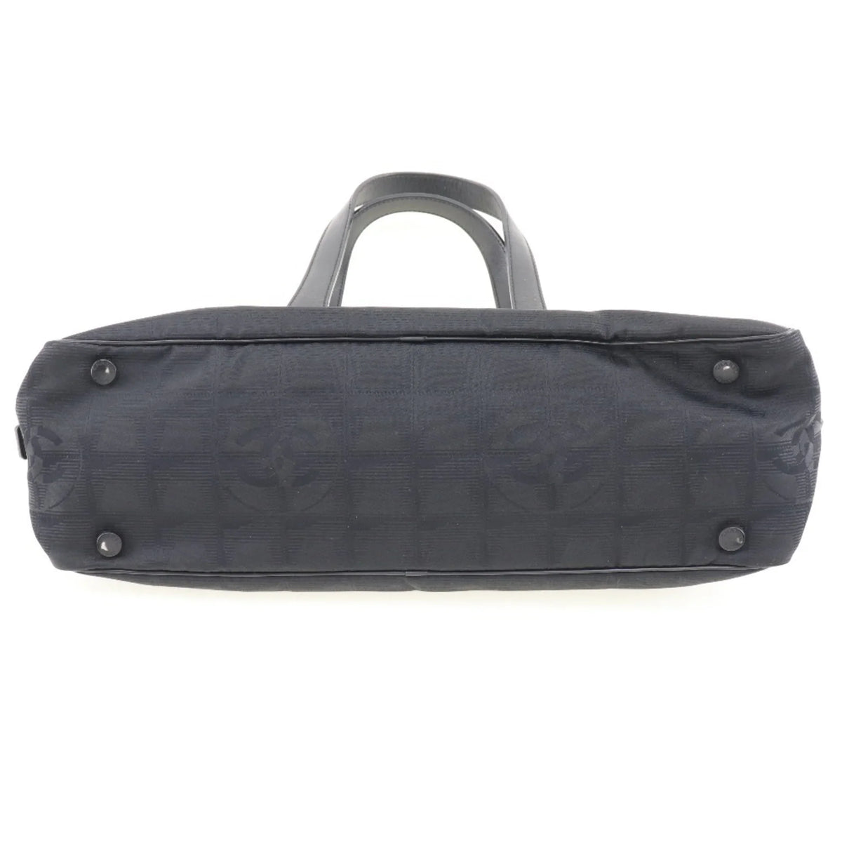 Authenticated Used Chanel Mini Boston New Travel Line  Nylon Canvas Black Ladies Handbag