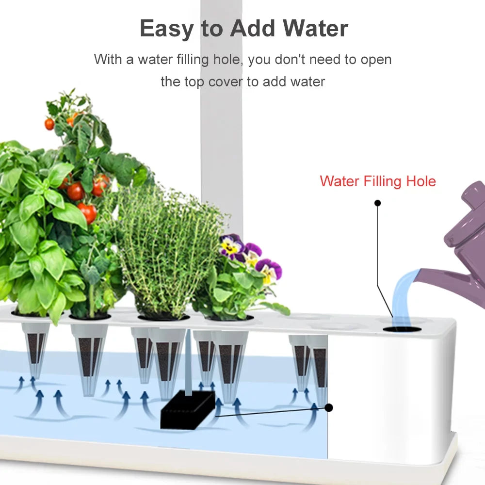 Pinnaco  Hydroponic Indoor Garden Kit with Smart Timing and Adjustable Height – Perfect for Home, Office, and Kitchen