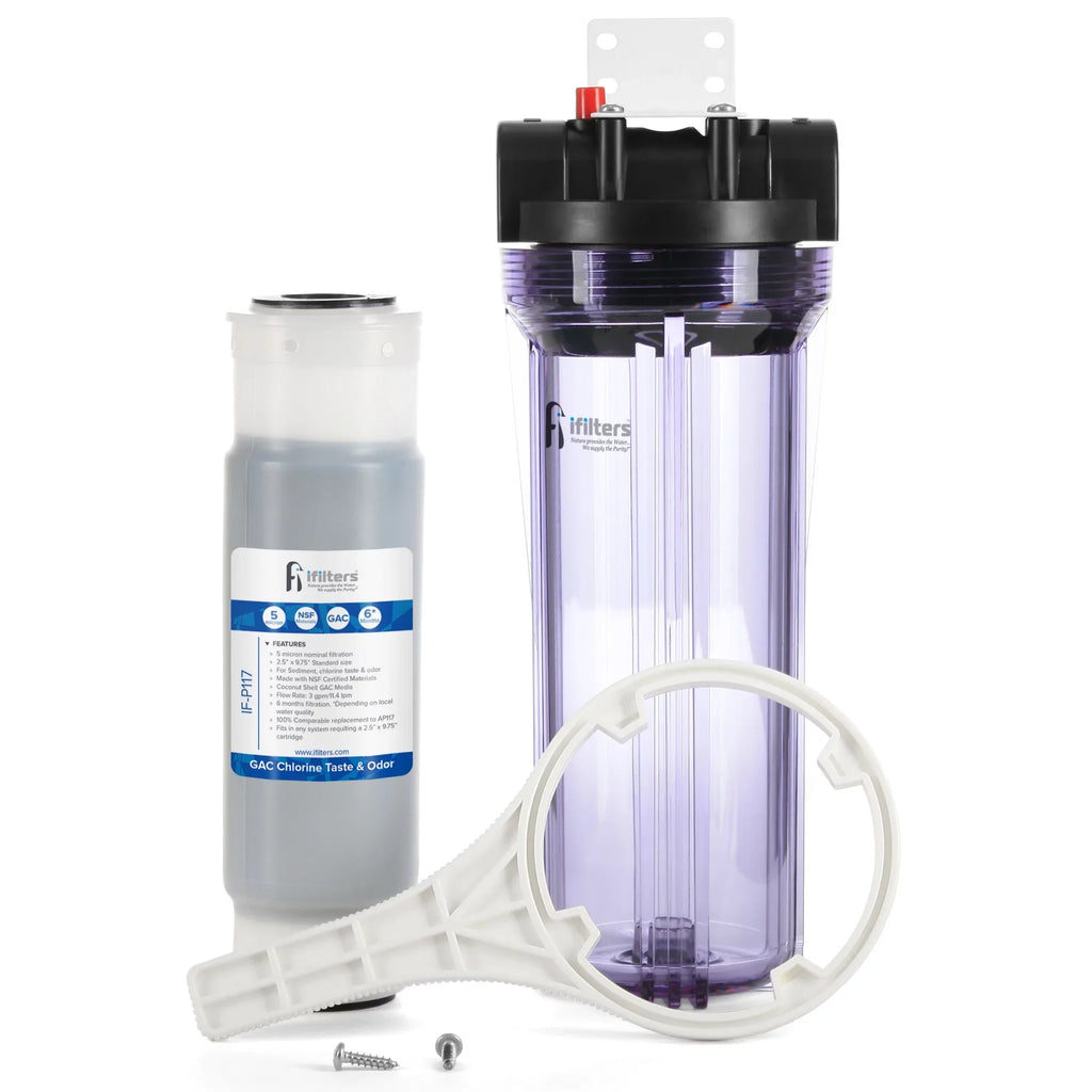 iFilters Whole House Sediment, Rust &  Filter Clear Housing w/  Comparable Filter Cartridge Included, 3/4" Ports