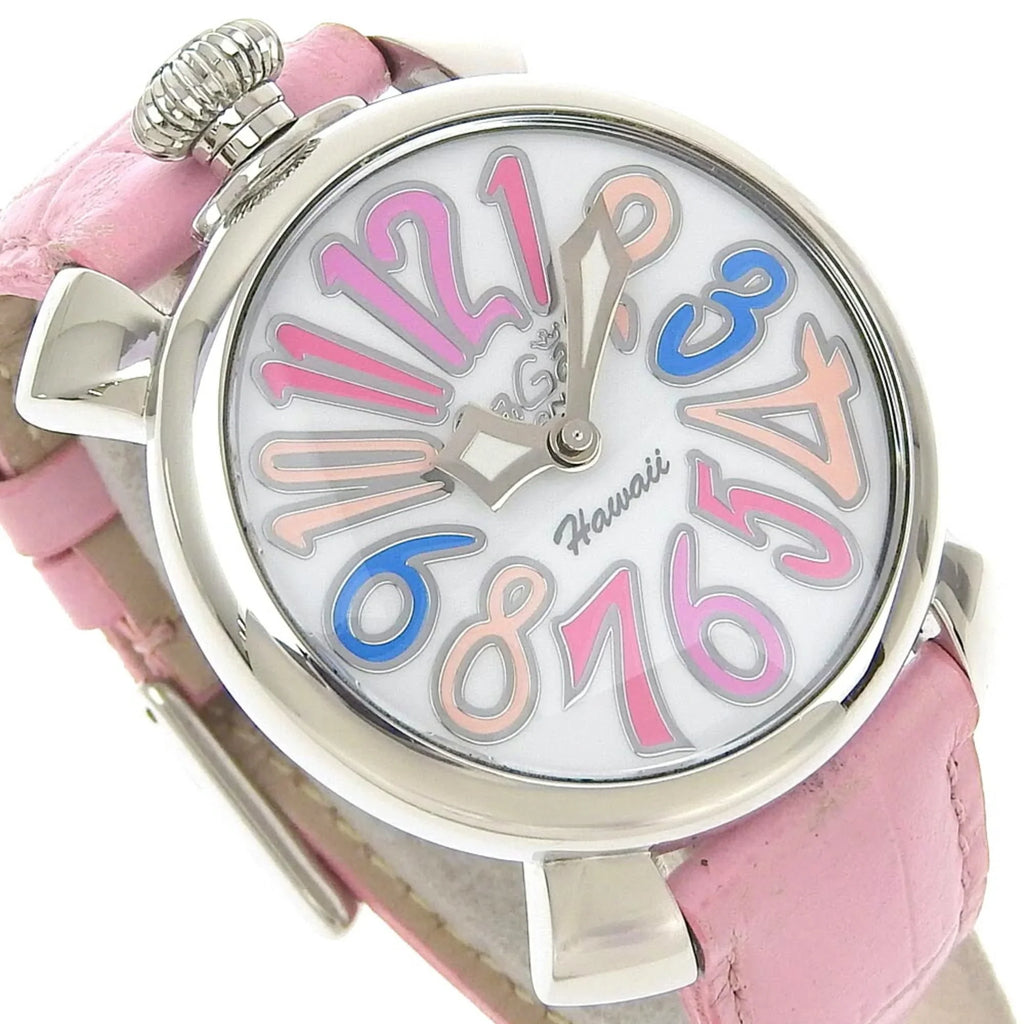 Pre-Owned Gaga Milano Manuale Watch 5020 Stainless Steel Quartz Analog Display White Dial Men's  (Good)