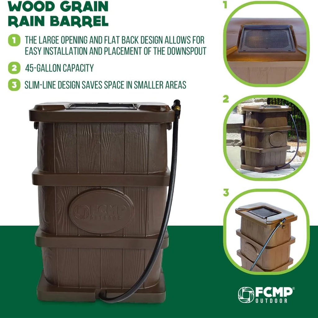 Outdoor - Home Outdoor Wood Grain Rain Water Catcher Barrel