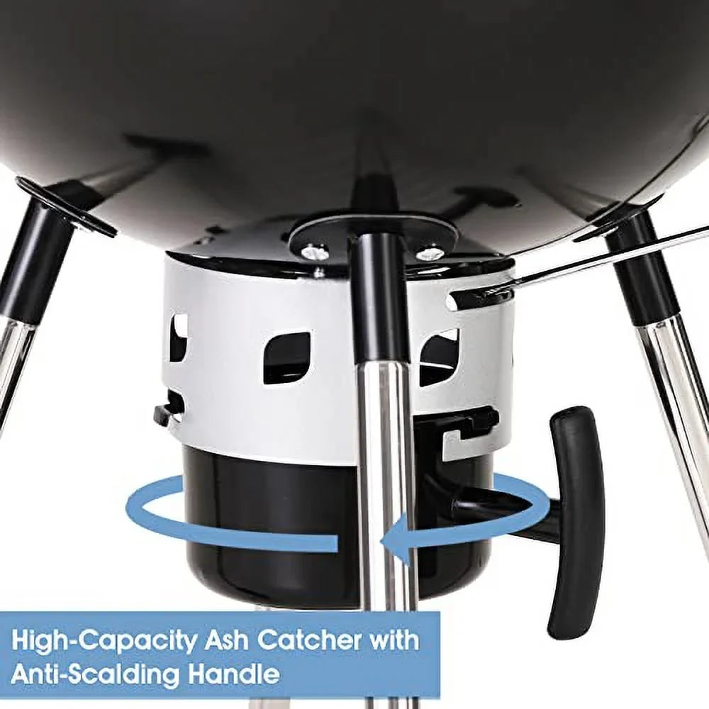 Sophia & William 18-inch Kettle Charcoal  Grill with Porcelain-Enameled Lid and Bowl, Chromeplated Grate, Ash Catcher for Outdoor Picnic  Patio Camping, Black