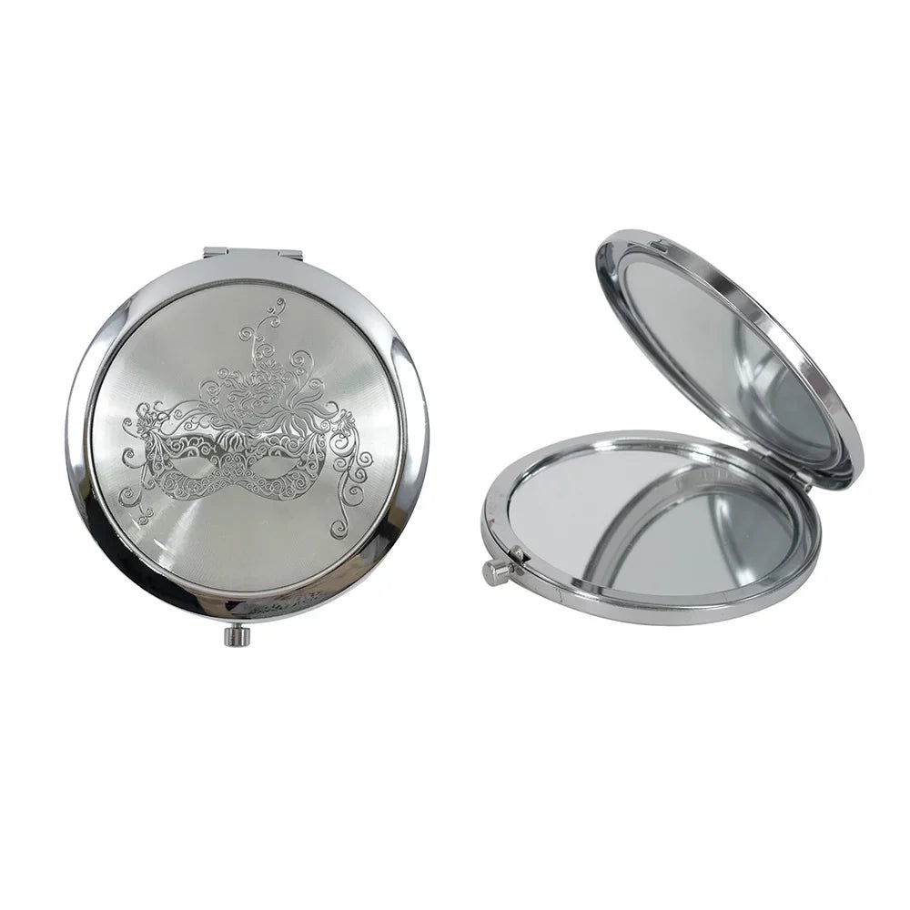 12 Pcs Silver Masquerade Mask Compact Mirrors - Quinceanera/ Sweet 16/ Bridal Shower/ Birthday Favors for Guests /