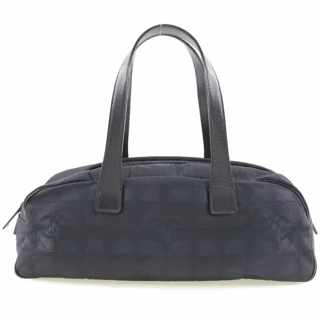 Authenticated Used Chanel Mini Boston New Travel Line  Nylon Canvas Black Ladies Handbag