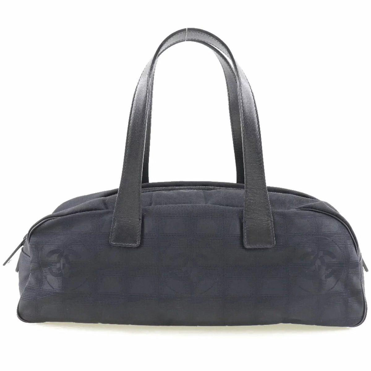 Authenticated Used Chanel Mini Boston New Travel Line  Nylon Canvas Black Ladies Handbag