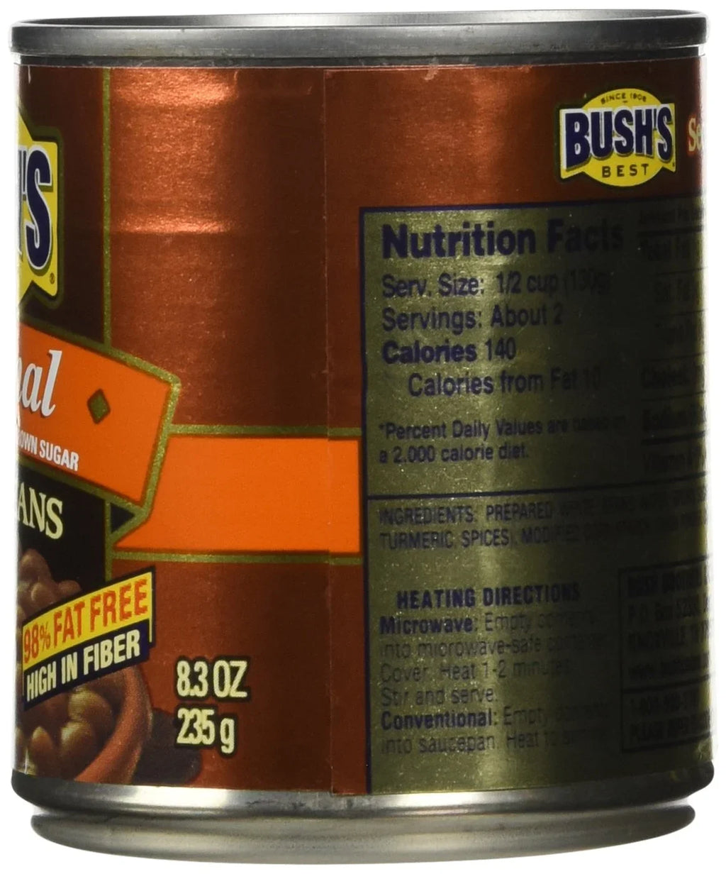 Bush, Best Baked Beans Original Seasoned With Bacon & Brown Sugar 8.3 Oz (Pack Of 6)