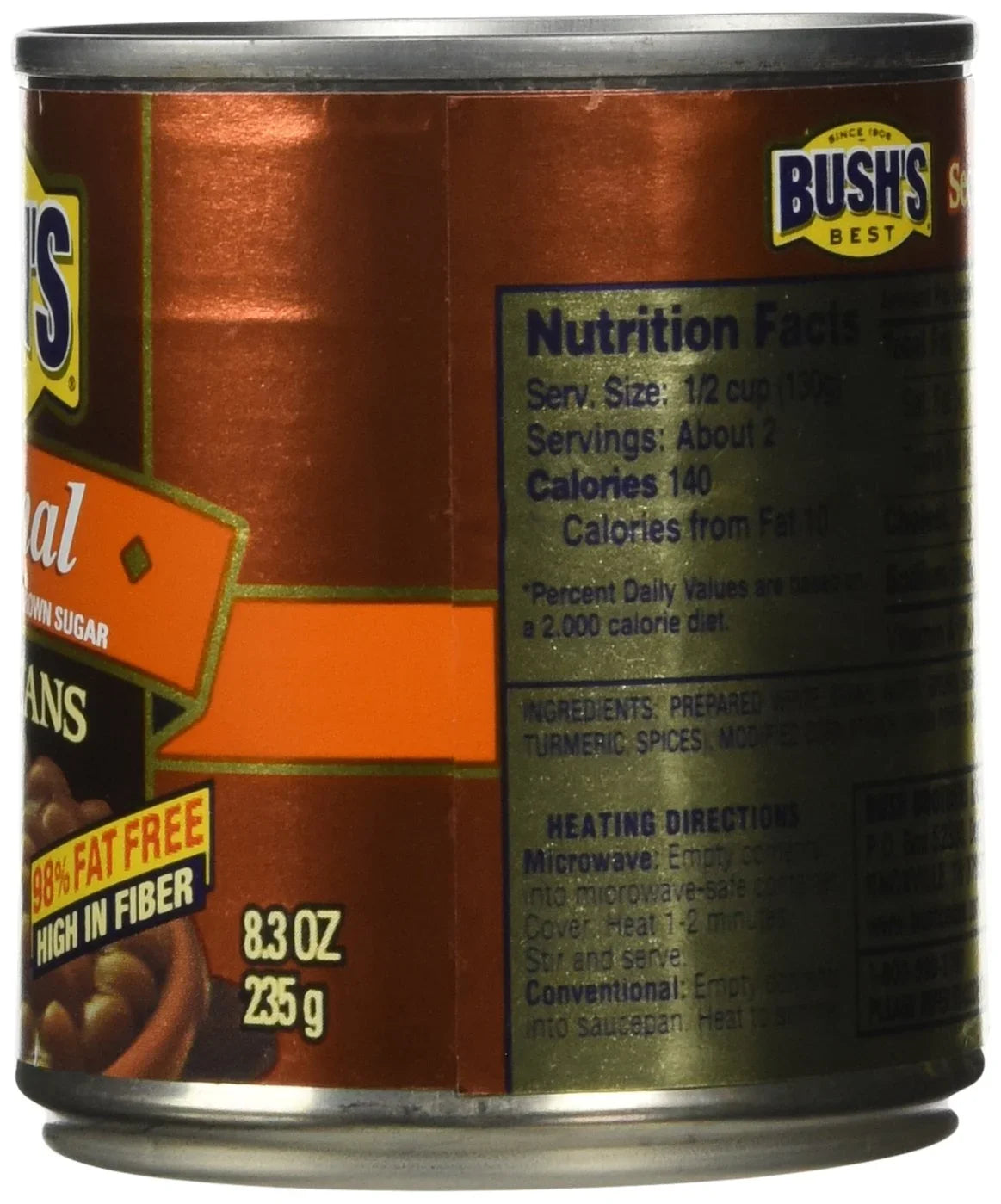 Bush, Best Baked Beans Original Seasoned With Bacon & Brown Sugar 8.3 Oz (Pack Of 6)