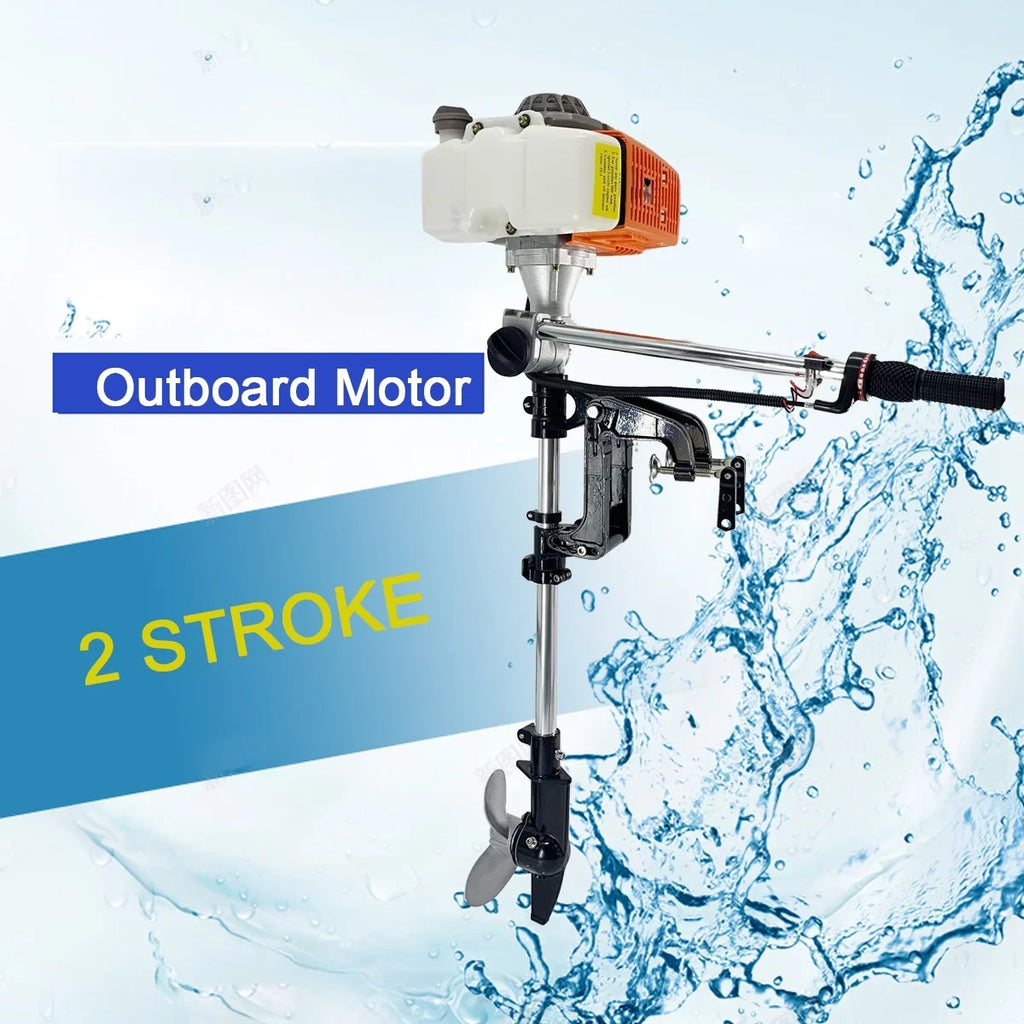 2-Stroke 4HP Electric Trolling Motor 63CC Outboard Motor Transom Mounted Motor with Air Cooling System