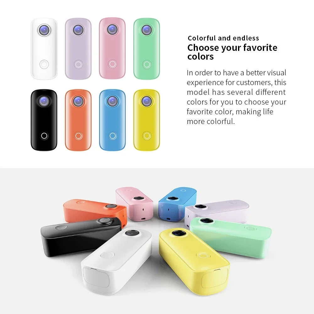 Mini Action Camera 1080P/30fps Digital Video Camera 30M Waterproof Magnetic Body Built-in Battery WiFi Connection  Sharing with Waterproof Case Back Clip Lanyard