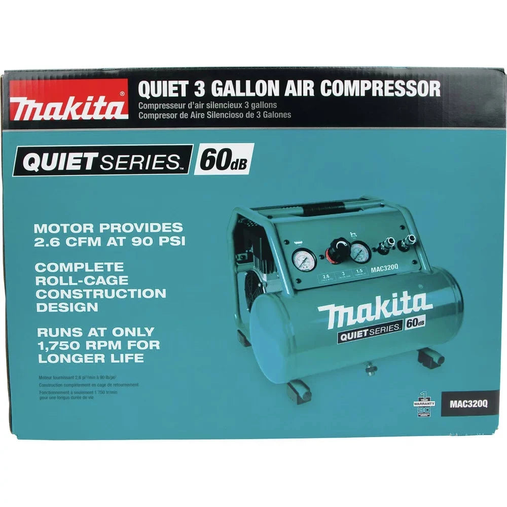 Makita  Quiet Series 1-1/2  3 Gallon Oil-Free Hand Carry Air Compressor