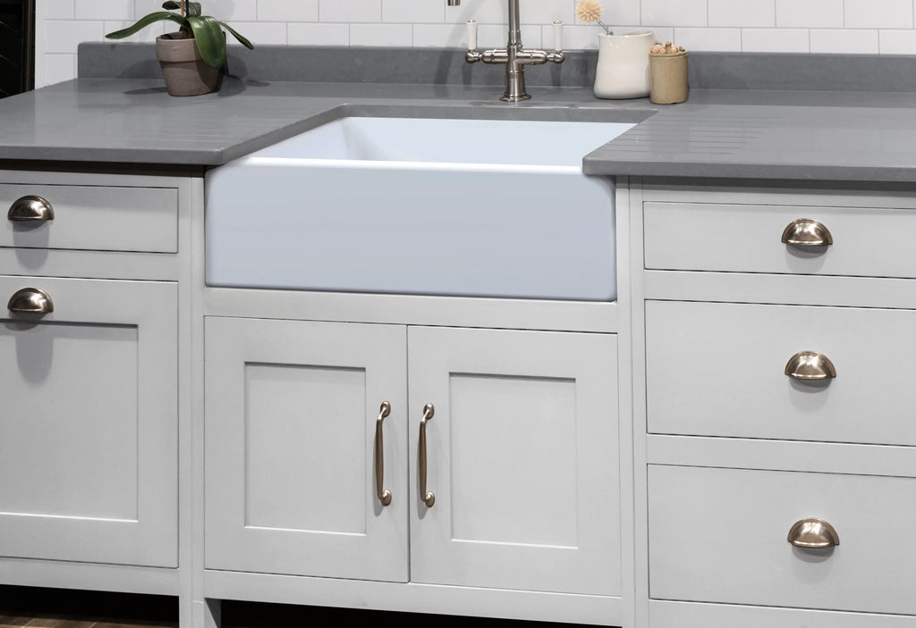 Ostia White Farmhouse Single Bowl Fireclay Kitchen Sink (30” Reversible Apron)
