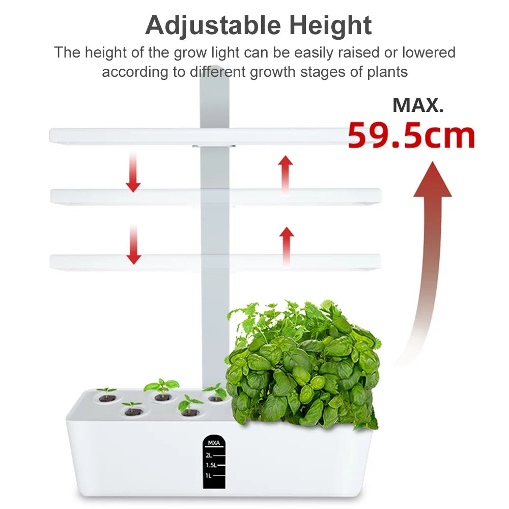 Pinnaco  Hydroponic Indoor Garden Kit with Smart Timing and Adjustable Height – Perfect for Home, Office, and Kitchen