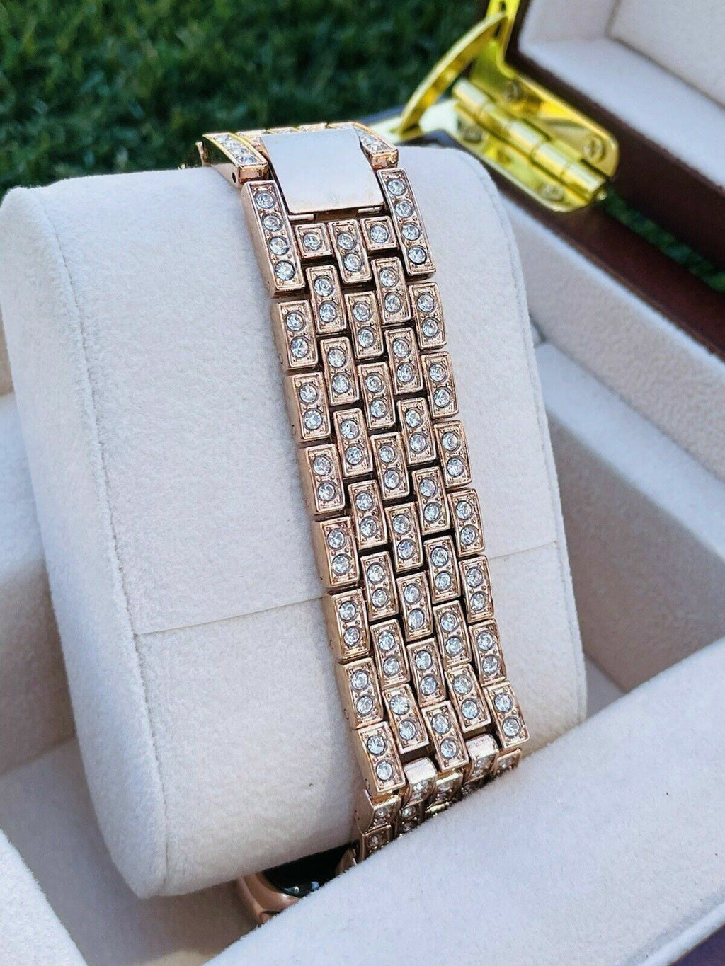 Custom 24K Rose Gold 45MM iWatch  7 Stainless Steel Rose Gold Band