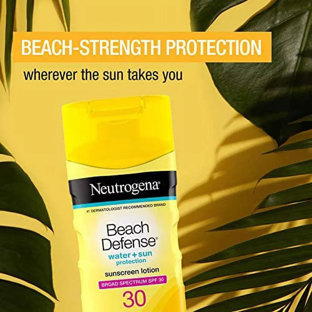 Neutrogena Beach Defense Water Resistant Sunscreen Body Lotion with Broad Spectrum  30, Oil-Free and Fast-Absorbing, 6.7 oz