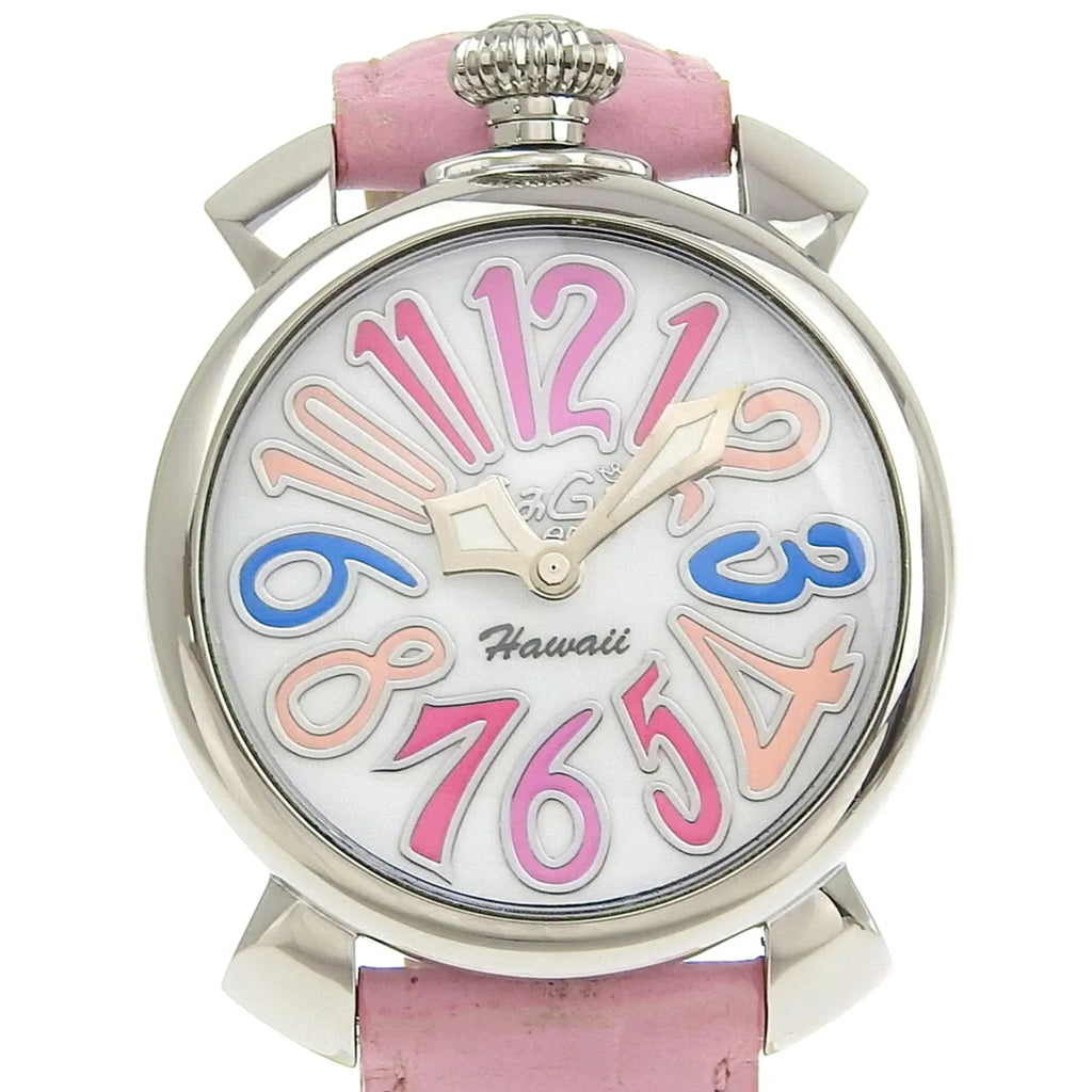 Pre-Owned Gaga Milano Manuale Watch 5020 Stainless Steel Quartz Analog Display White Dial Men's  (Good)