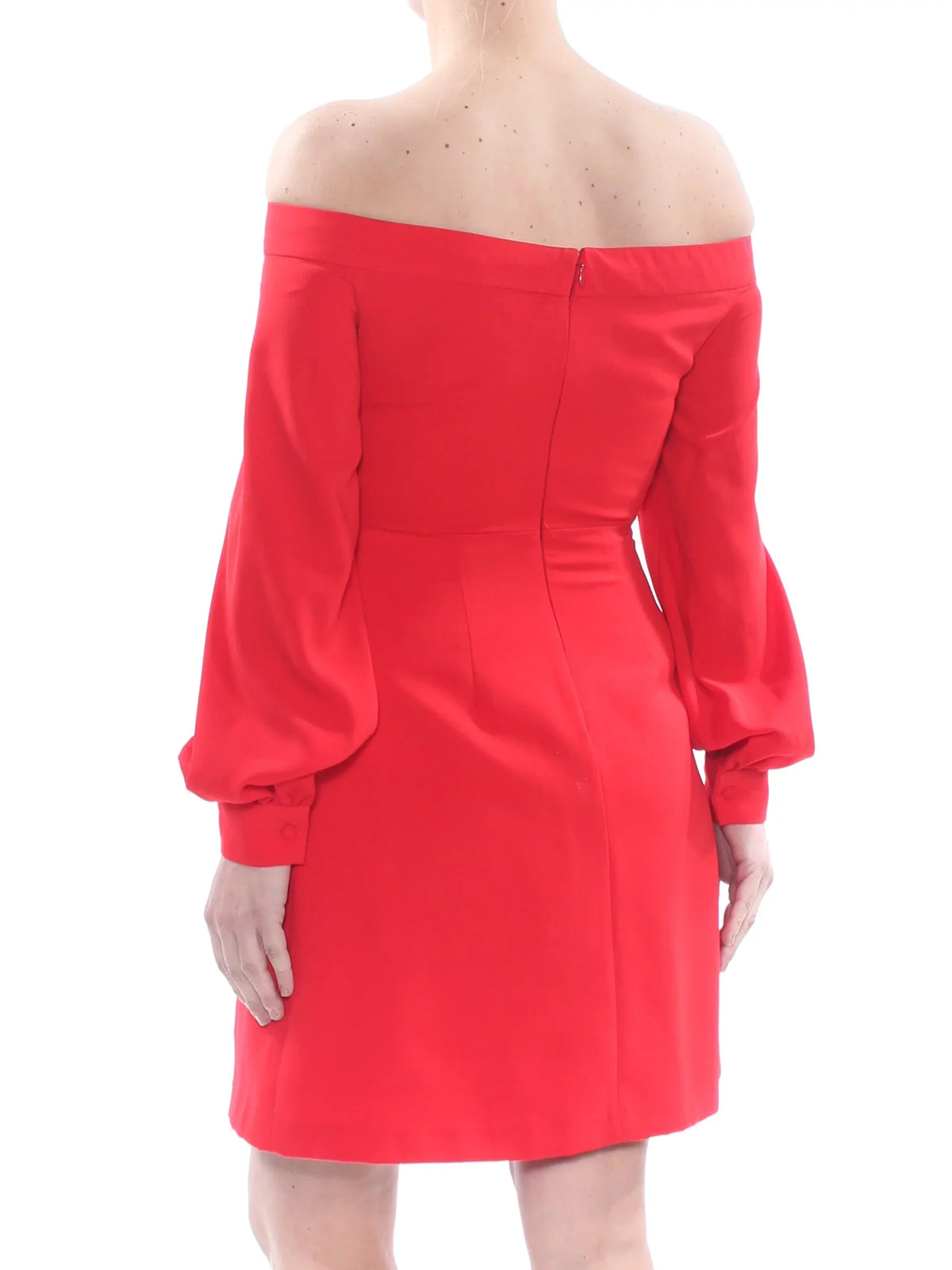 Womens Red Long Sleeve Off Shoulder Above The Knee Party -Line Dress 2