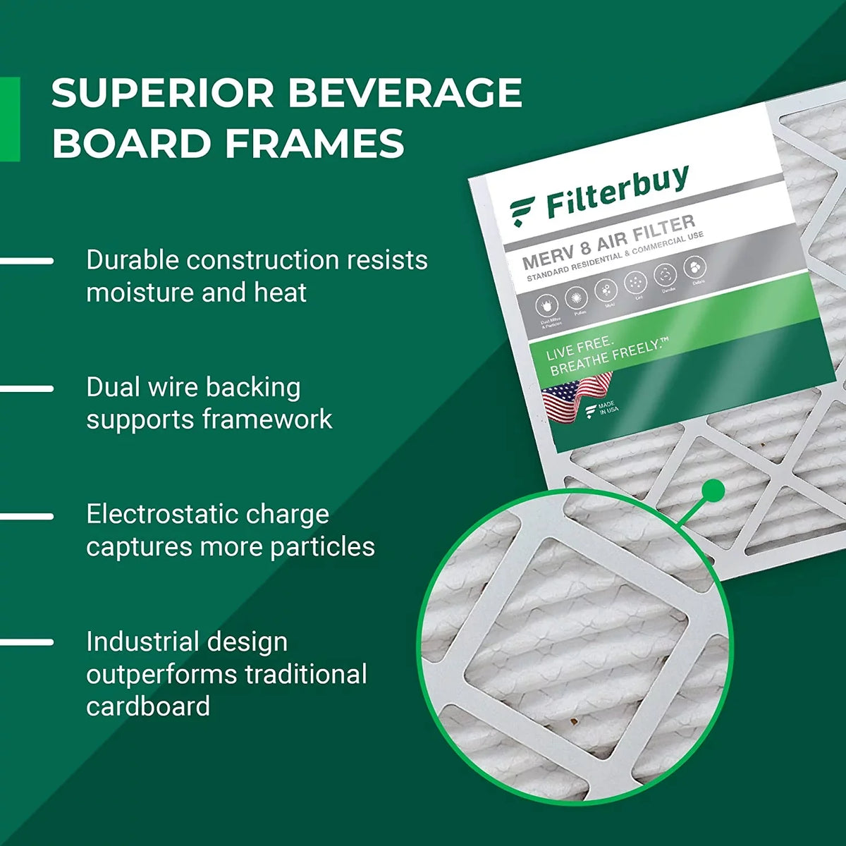 Filterbuy 12x18x4  8 Pleated   Furnace Air Filters (5-Pack)
