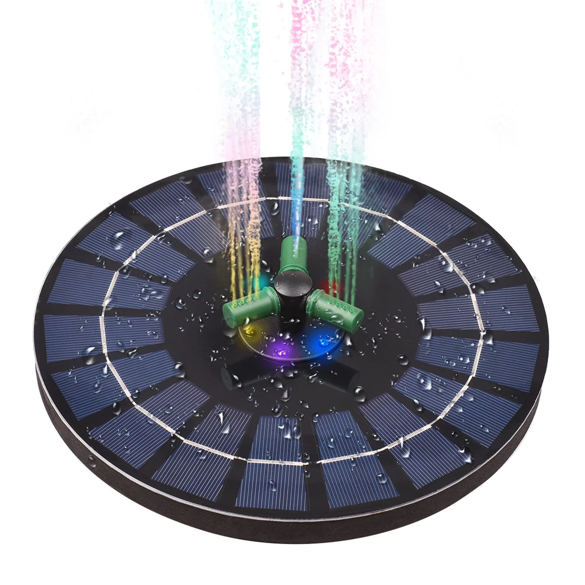 6W Colorful Solar Fountain Pump With Rotatable Nozzle  Solar Pump With Battery Auto-Shut off 9 Inch Fountain for Bird Bath Garden Small Pond