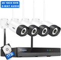 Hiseeu 5MP Wireless Security Camera System 1TB Hard Drive,4Pcs WiFi Security Camera Expandable 10CH , Spotlight,  Waterproof, Motion Alert, Plug&Play, 24/7 Time Record, Work with Alexa